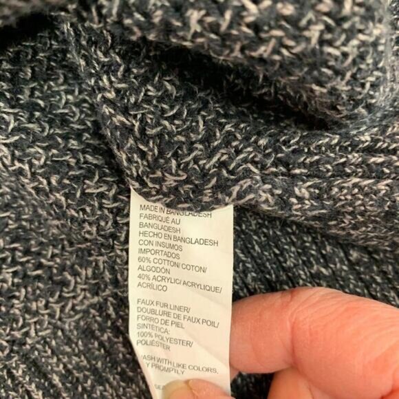 GH Bass Mens Gray Cardigan Sweater Sherpa Lined Collar Pullover Size Large - Picture 4 of 7